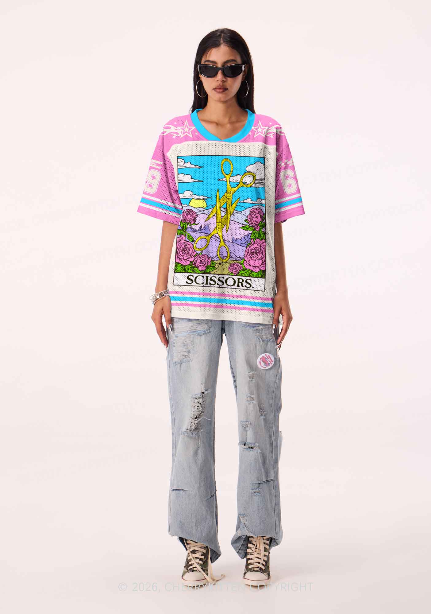 Yellow Scissors Pride Y2K Sport Jersey Shirts Cherrykitten