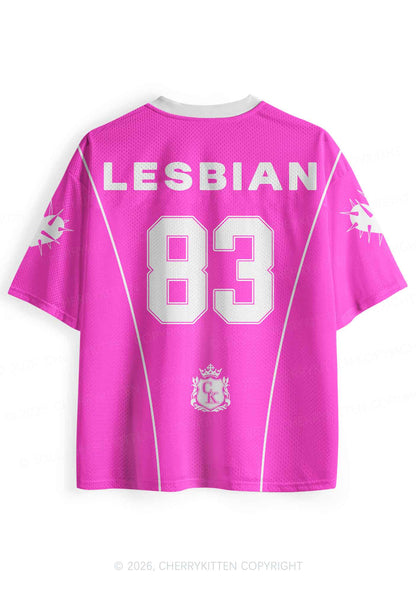 Hot Pink Live Laugh Lesbian Pride Y2K Sport Jersey Shirts Cherrykitten