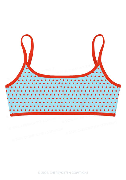 Red Dots On Blue Y2K Print Super Crop Cami Cherrykitten