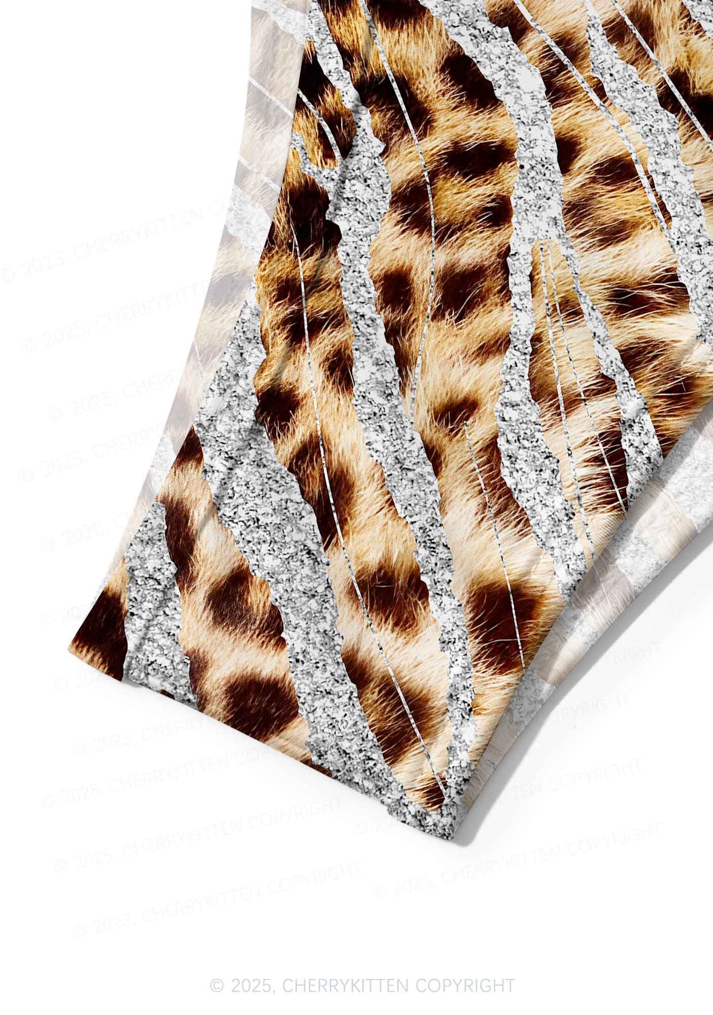 Shimmering Leopard Y2K Print Bikini Set Cherrykitten