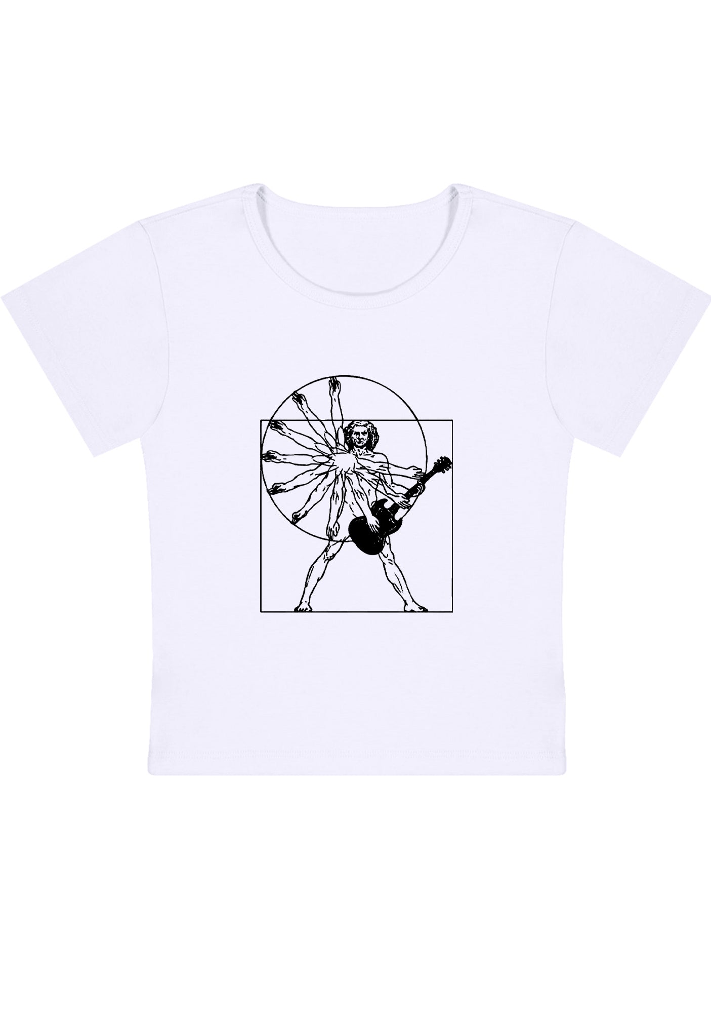 Vitruvian Man Guitar Y2K Baby Tee