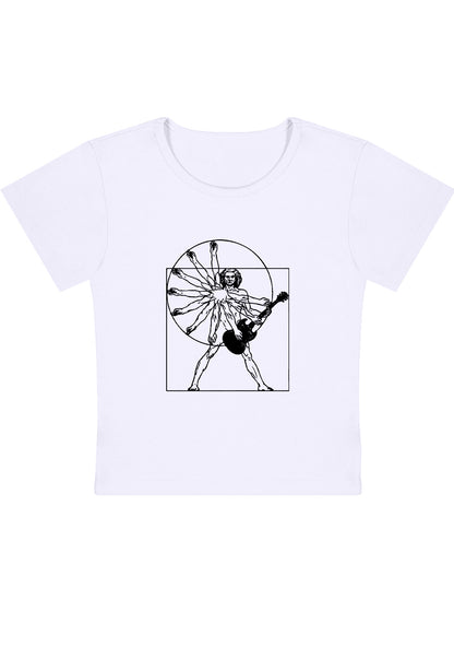 Vitruvian Man Guitar Y2K Baby Tee