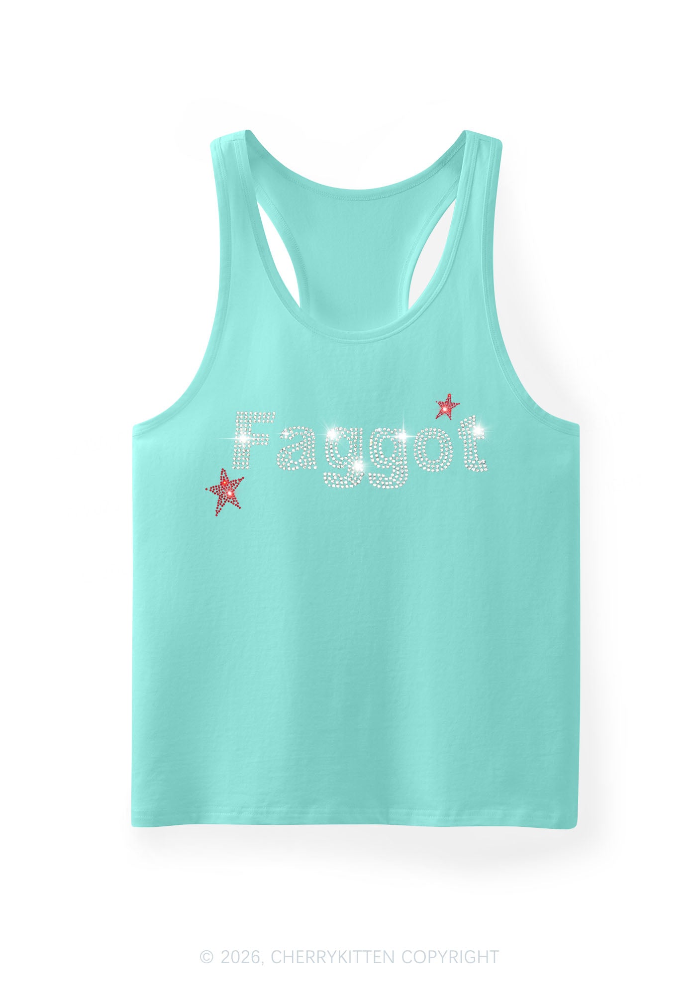 Rhinestone Faggot Pride Y2K Men Racerback Tank Top Cherrykitten