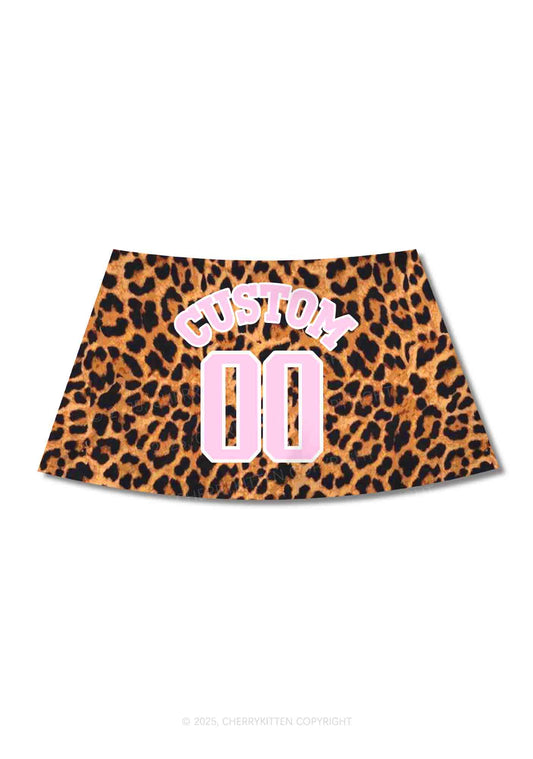 Leopard Custom Text Y2K Print Mini Skirt Cherrykitten