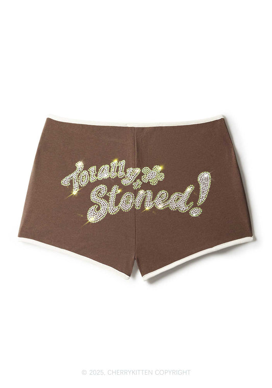 Rhinestone Totally Stoned Y2K Booty Shorts Cherrykitten