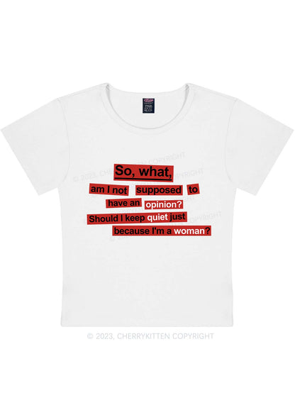 Curvy Opinion Quiet Woman Y2K Baby Tee Cherrykitten