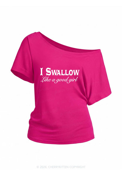 Swallow Like Good Girl Y2K Off Shoulder Tee Cherrykitten