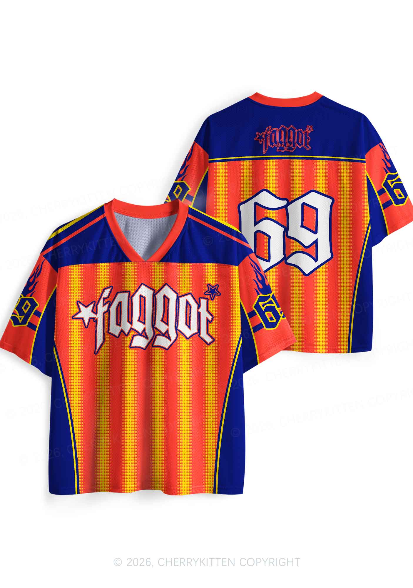 Faggot Orange Yellow Stripes Pride Y2K Sport Jersey Shirts Cherrykitten
