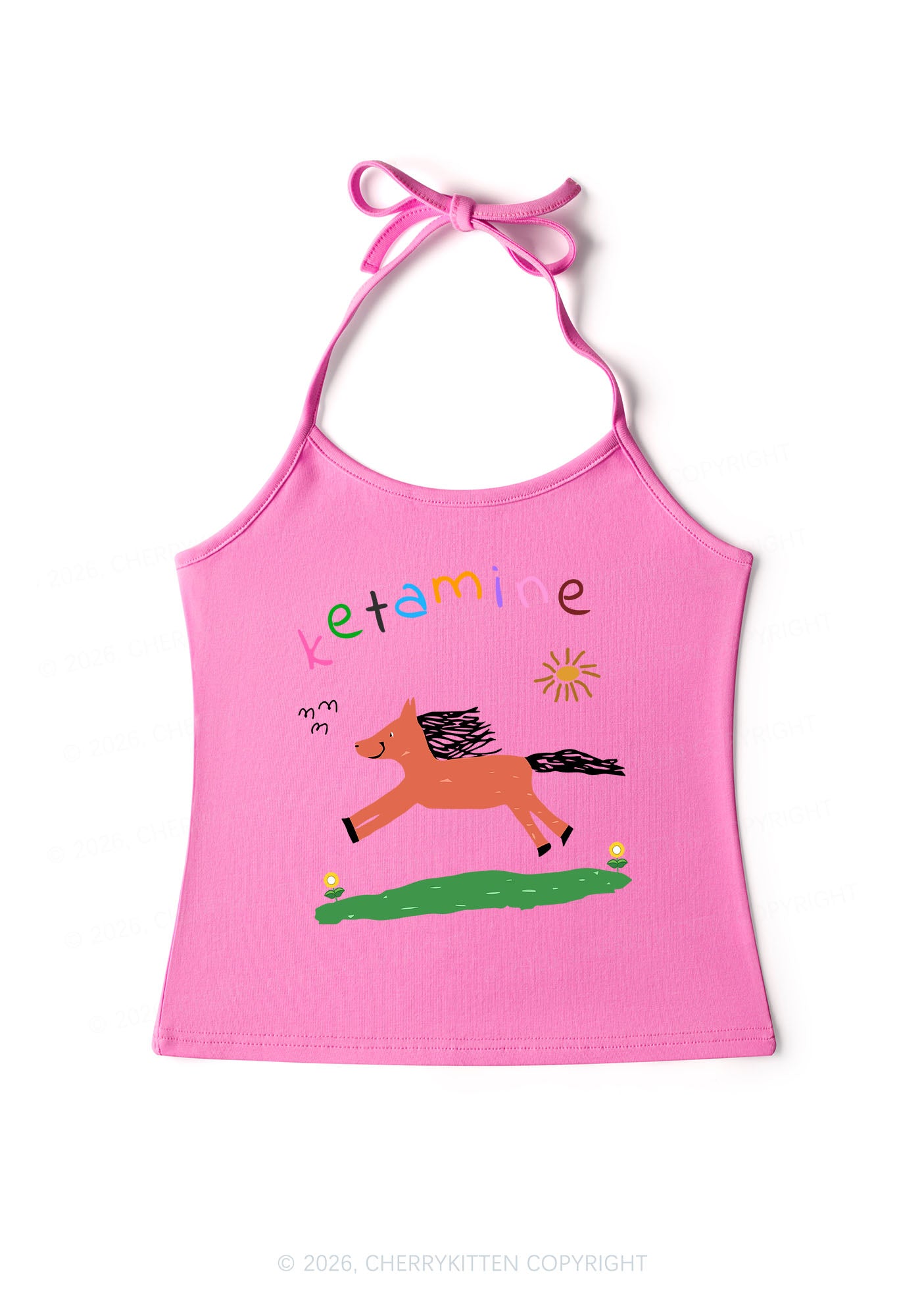 Orange Pony Y2K Halter Neck Cami Cherrykitten