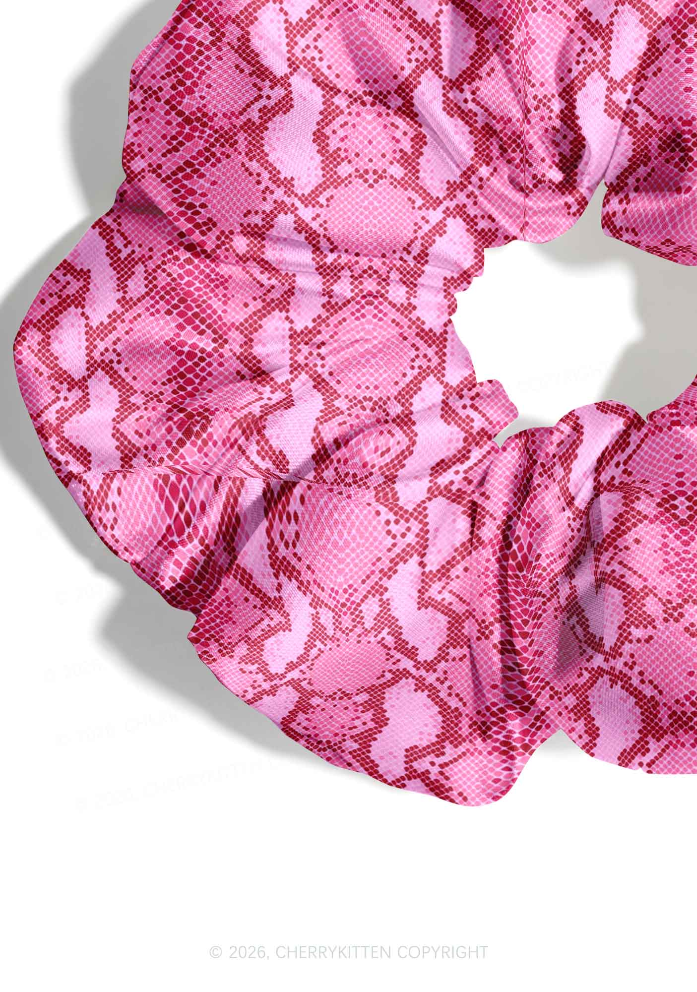 Hot Pink Snake Skin Pattern Y2K Hair Scrunchie Cherrykitten