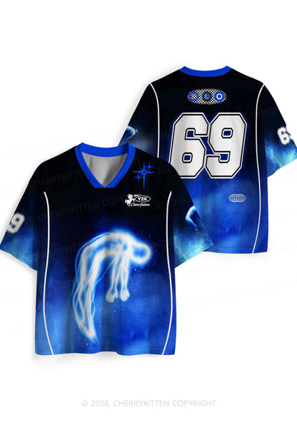 Halloween Blue Glowing Soul Y2K Sport Jersey Shirts Cherrykitten