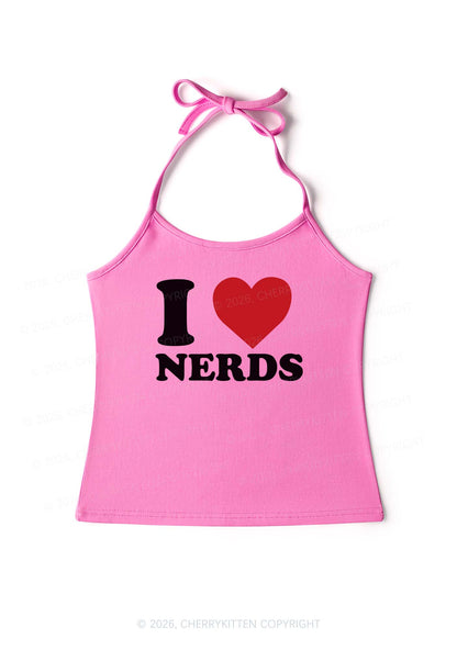 I Love Nerds Y2K Halter Neck Cami Cherrykitten