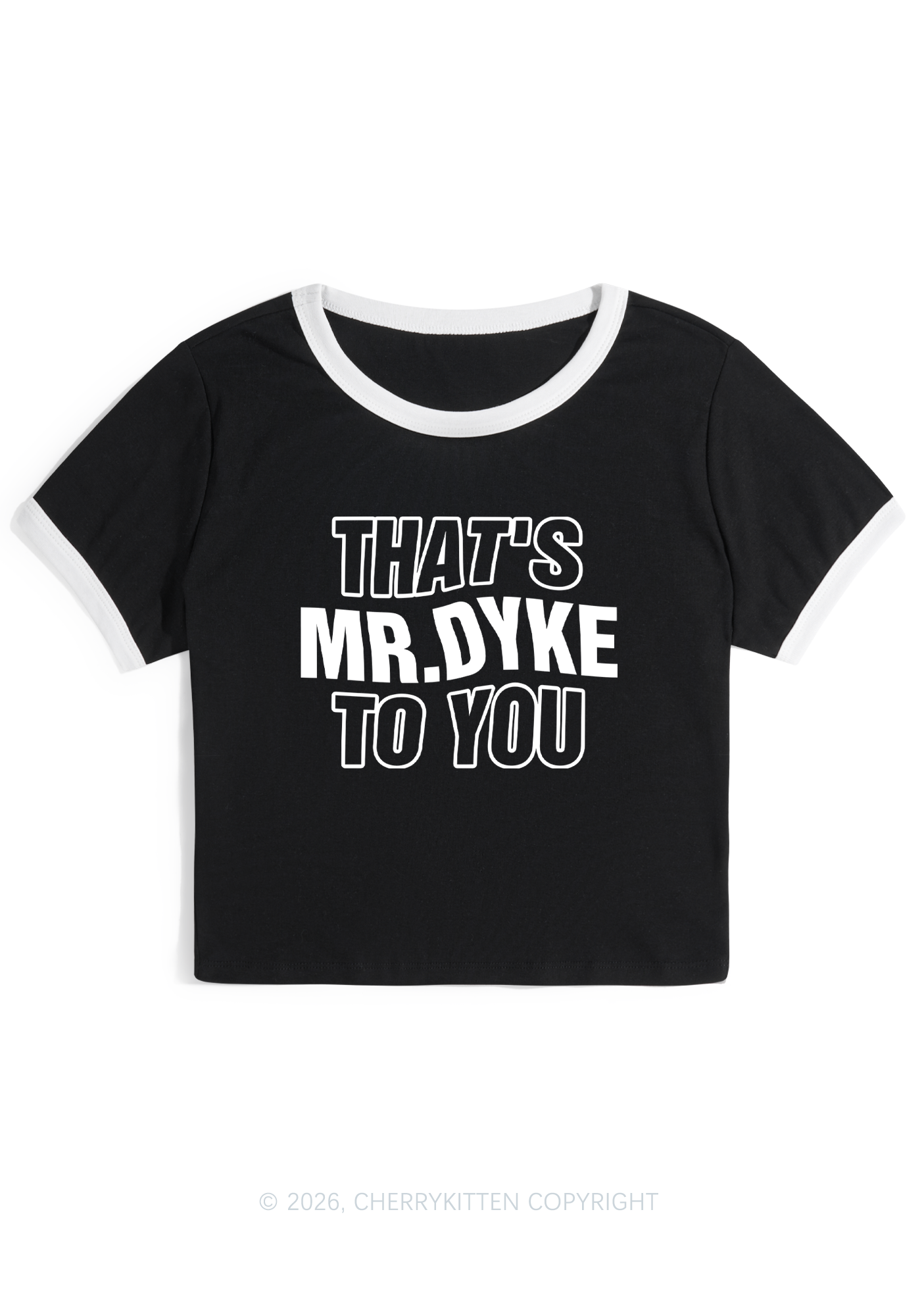 Thats Mr Dyke Pride Y2K Ringer Tee Cherrykitten