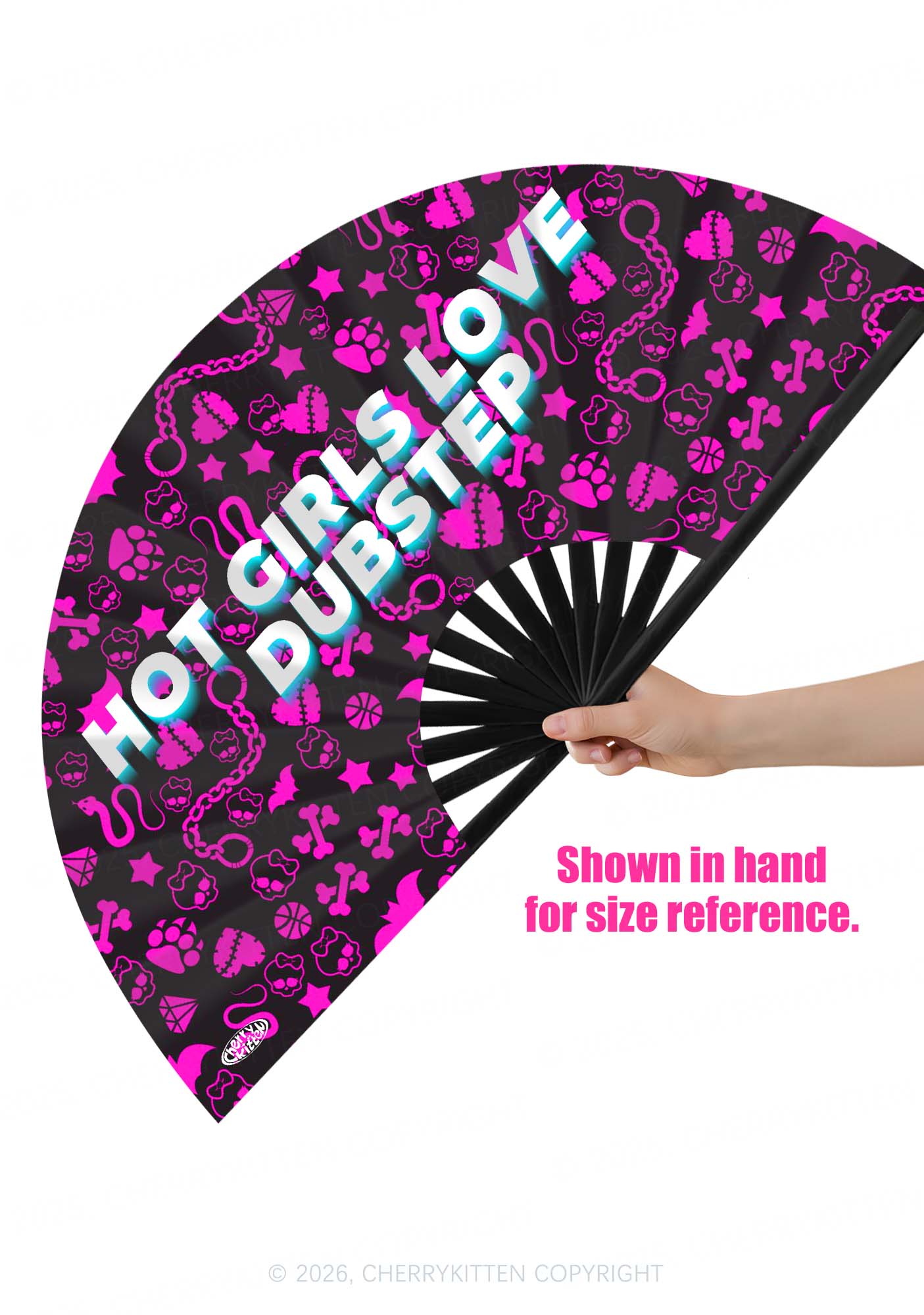Hot Girls Love Dubstep Y2K Rave Hand Fan Cherrykitten