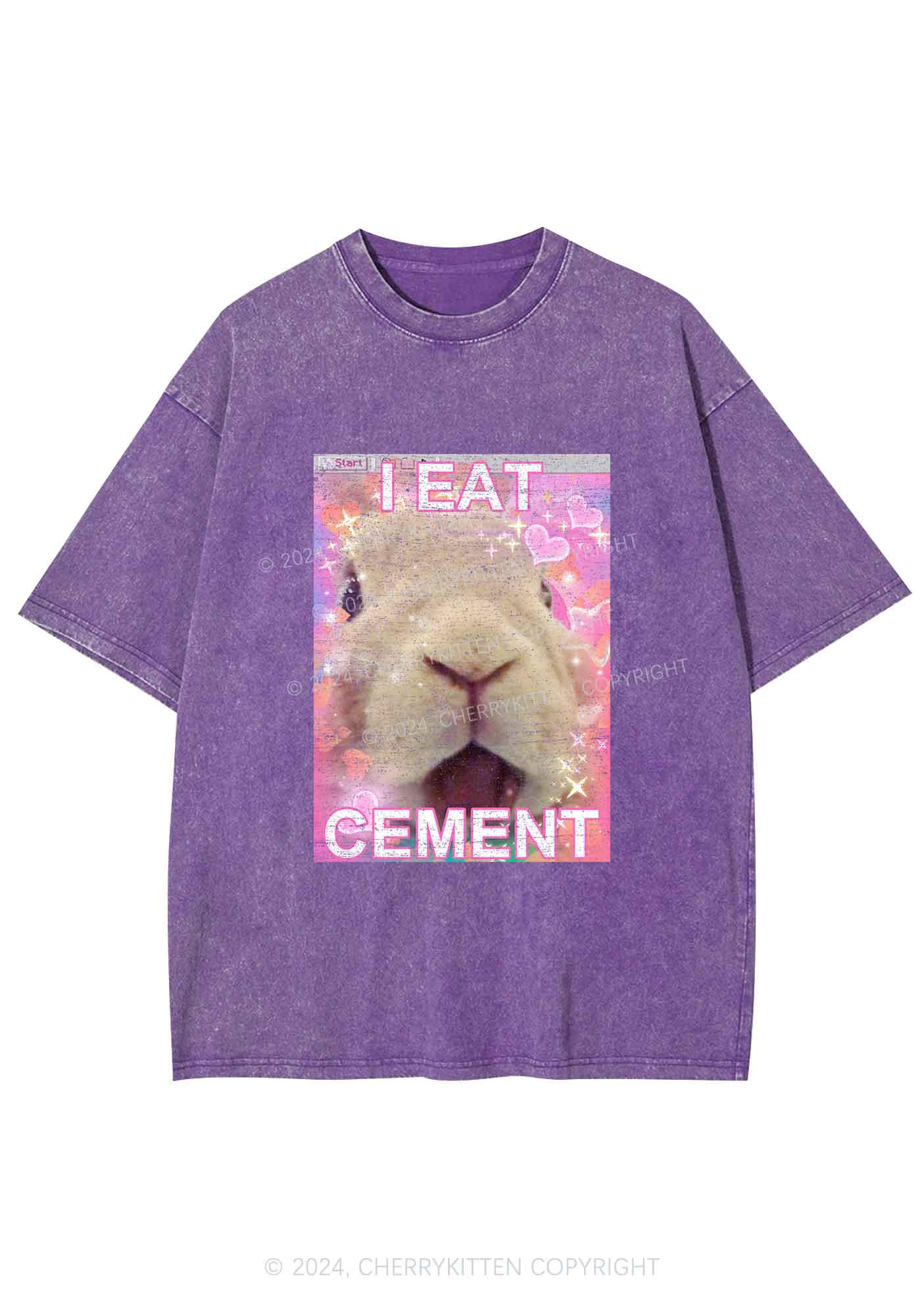 Bunny Eat Cement Y2K Washed Tee Cherrykitten