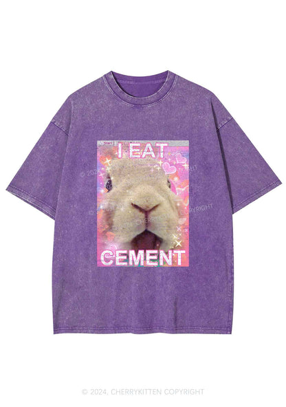 Bunny Eat Cement Y2K Washed Tee Cherrykitten