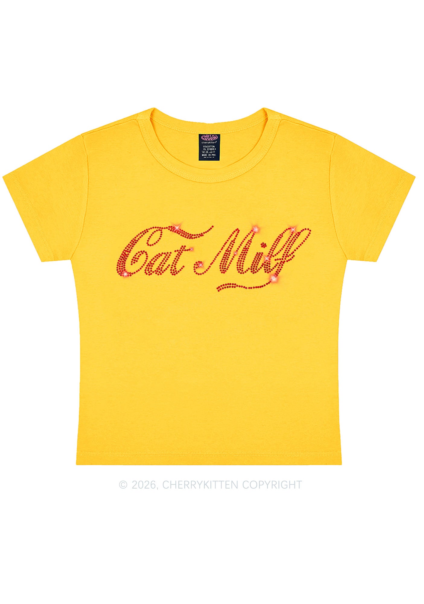 Rhinestone Cat Mxxf Y2K Baby Tee Cherrykitten