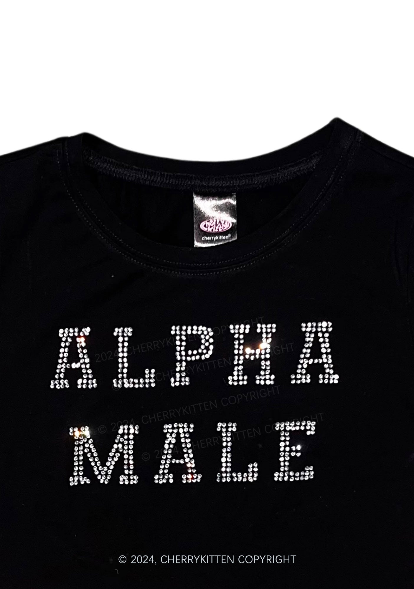 Rhinestone Alpha Male Y2K Baby Tee Cherrykitten