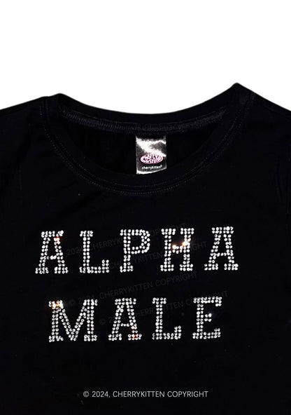 Rhinestone Alpha Male Y2K Baby Tee Cherrykitten