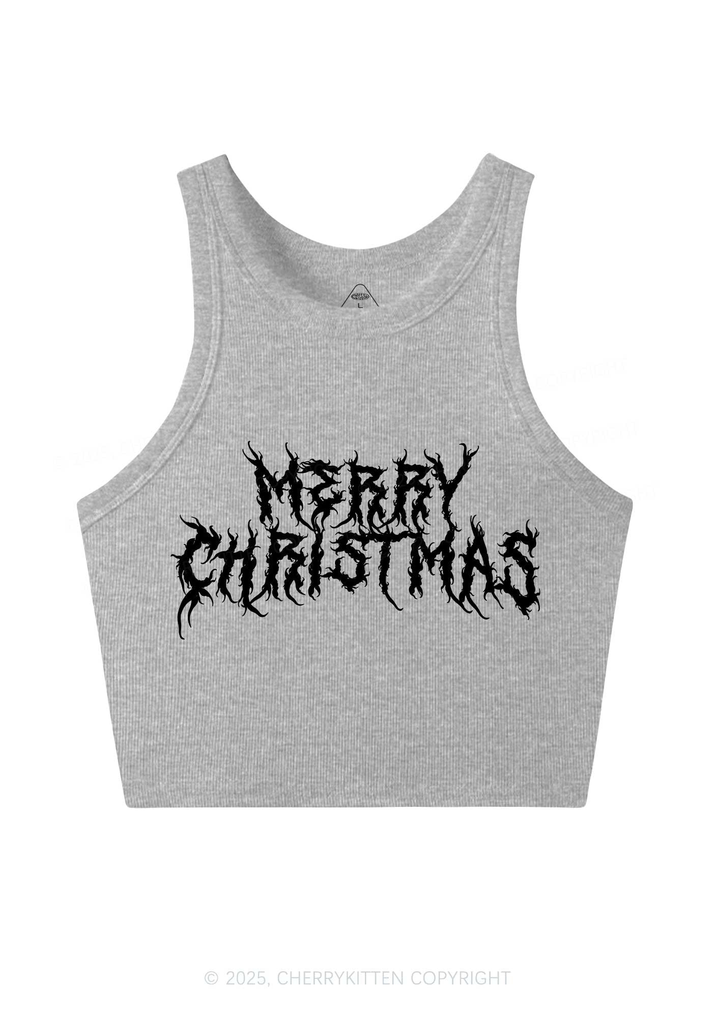 Merry Christmas Y2K Crop Tank Top Cherrykitten