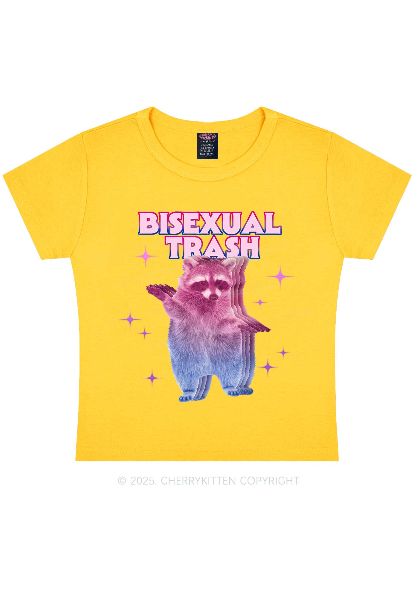 Bisexual Trash Raccoon Pride Y2K Baby Tee Cherrykitten