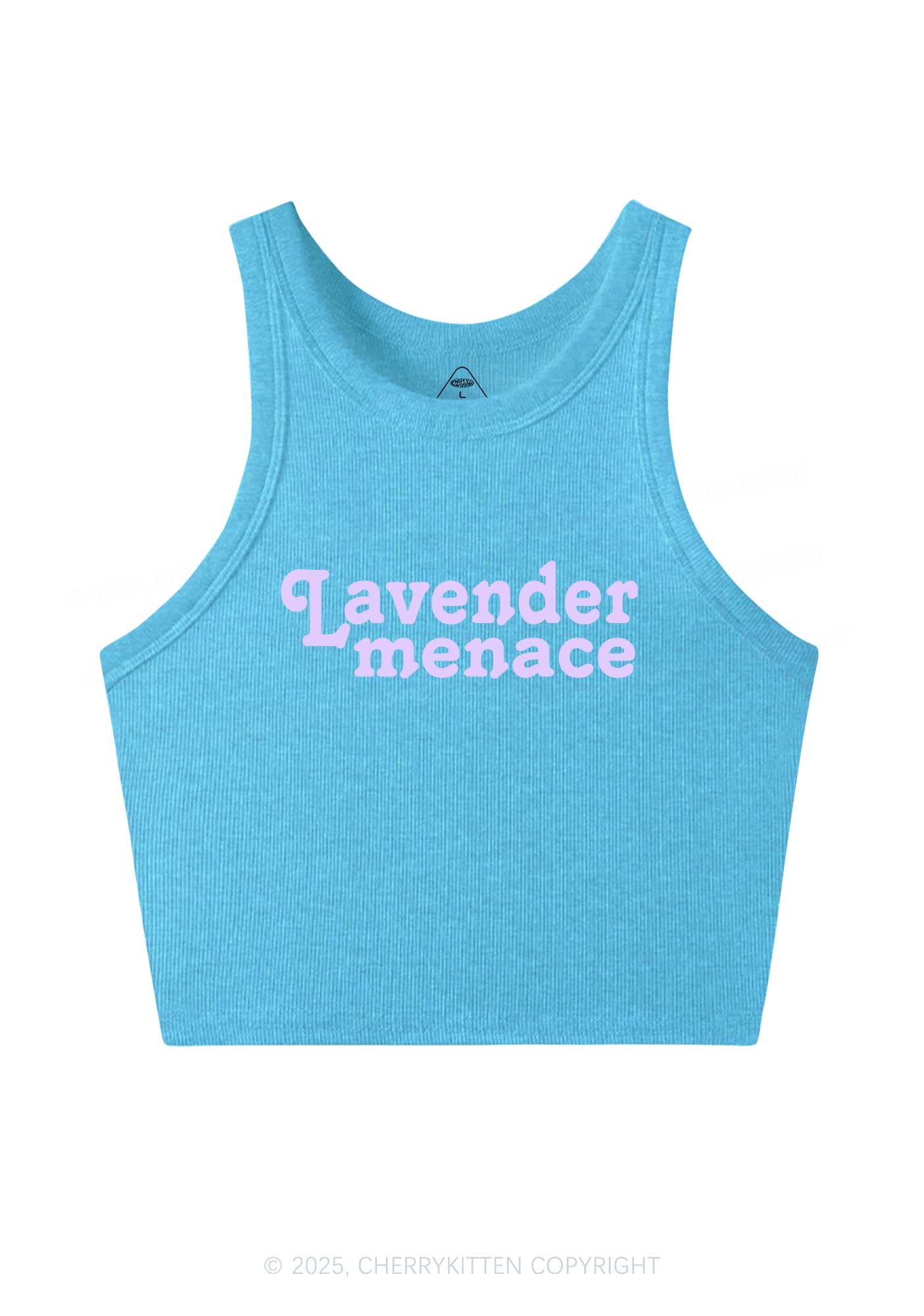 Lavender Menace Y2K Crop Tank Top Cherrykitten
