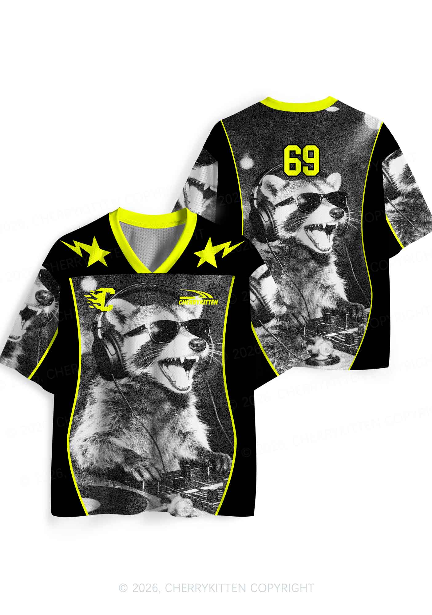 DJ Raccoon Y2K Sport Jersey Shirts Cherrykitten