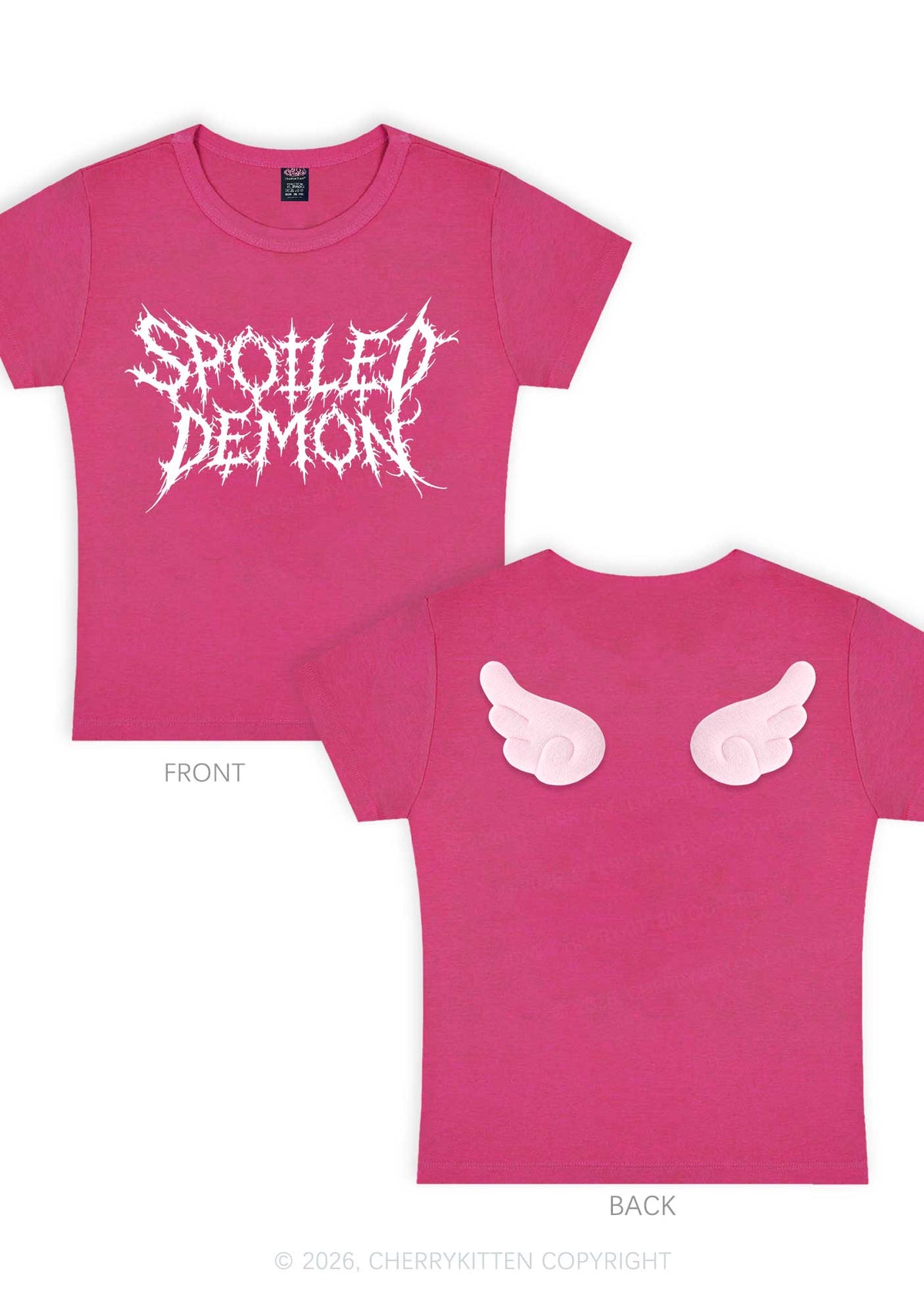 Halloween Spoiled Demon Y2K Goth Angel Wings Baby Tee Cherrykitten