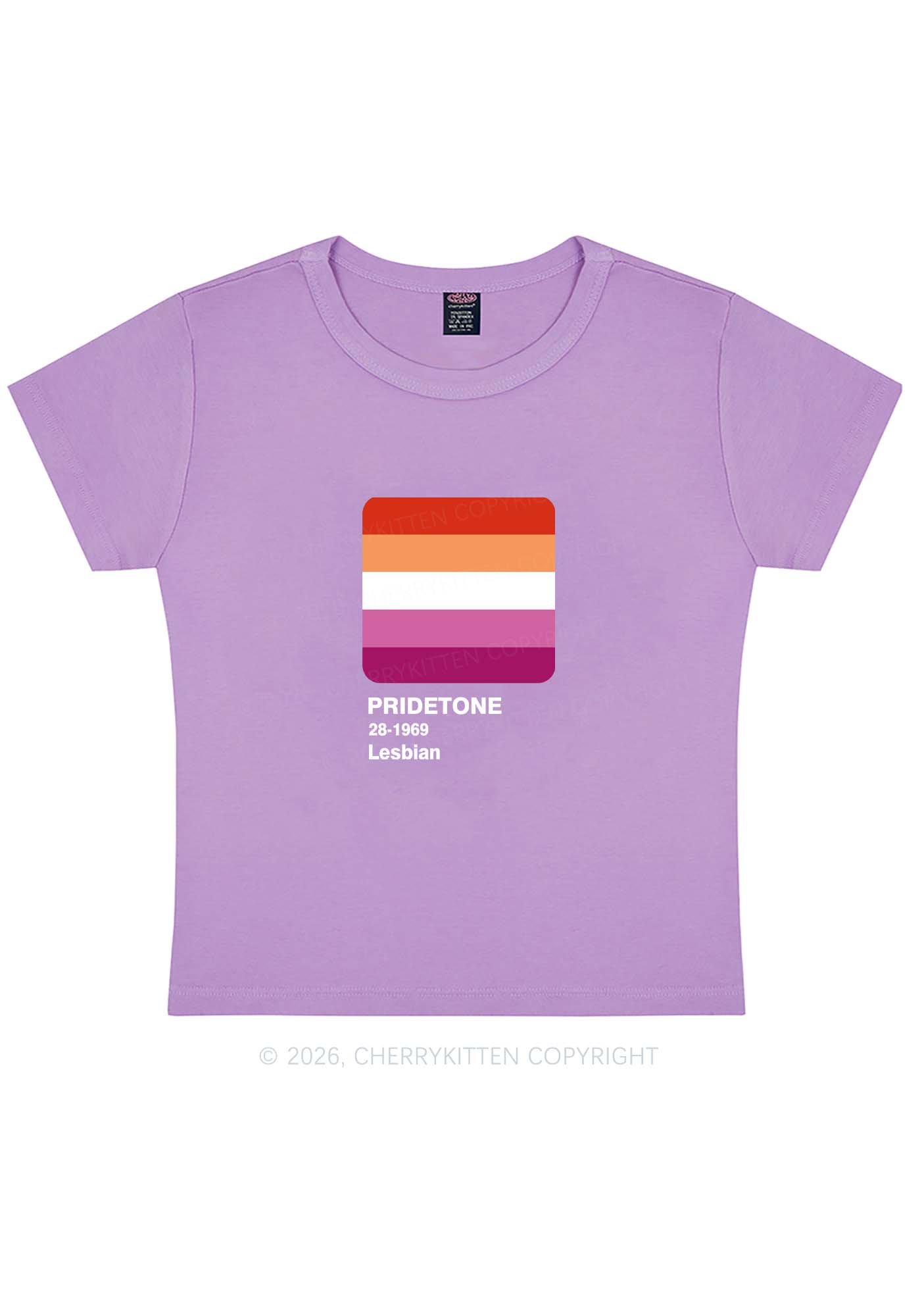 Pridetone Lesbian Pride Y2K Baby Tee Cherrykitten