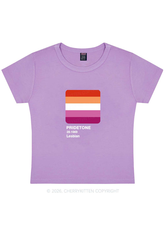 Pridetone Lesbian Pride Y2K Baby Tee Cherrykitten