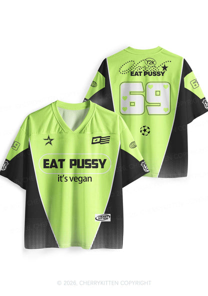 Eat Puxxy Its Vegan Y2K Sport Jersey Shirts Cherrykitten