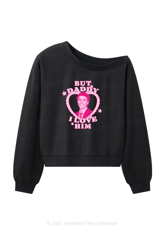 Daddy I Love Him Luigi Y2K Off Shoulder Sweatshirts Cherrykitten