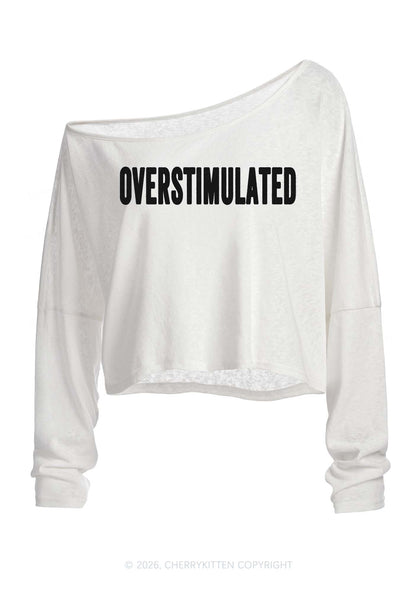 Overstimulated Y2K Off Shoulder Long Sleeve Crop Top Cherrykitten