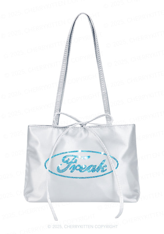Rhinestone Oval Freak Y2K Satin Bags Cherrykitten