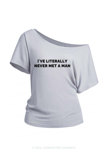 Never Met A Man Pride Y2K Off Shoulder Tee Cherrykitten