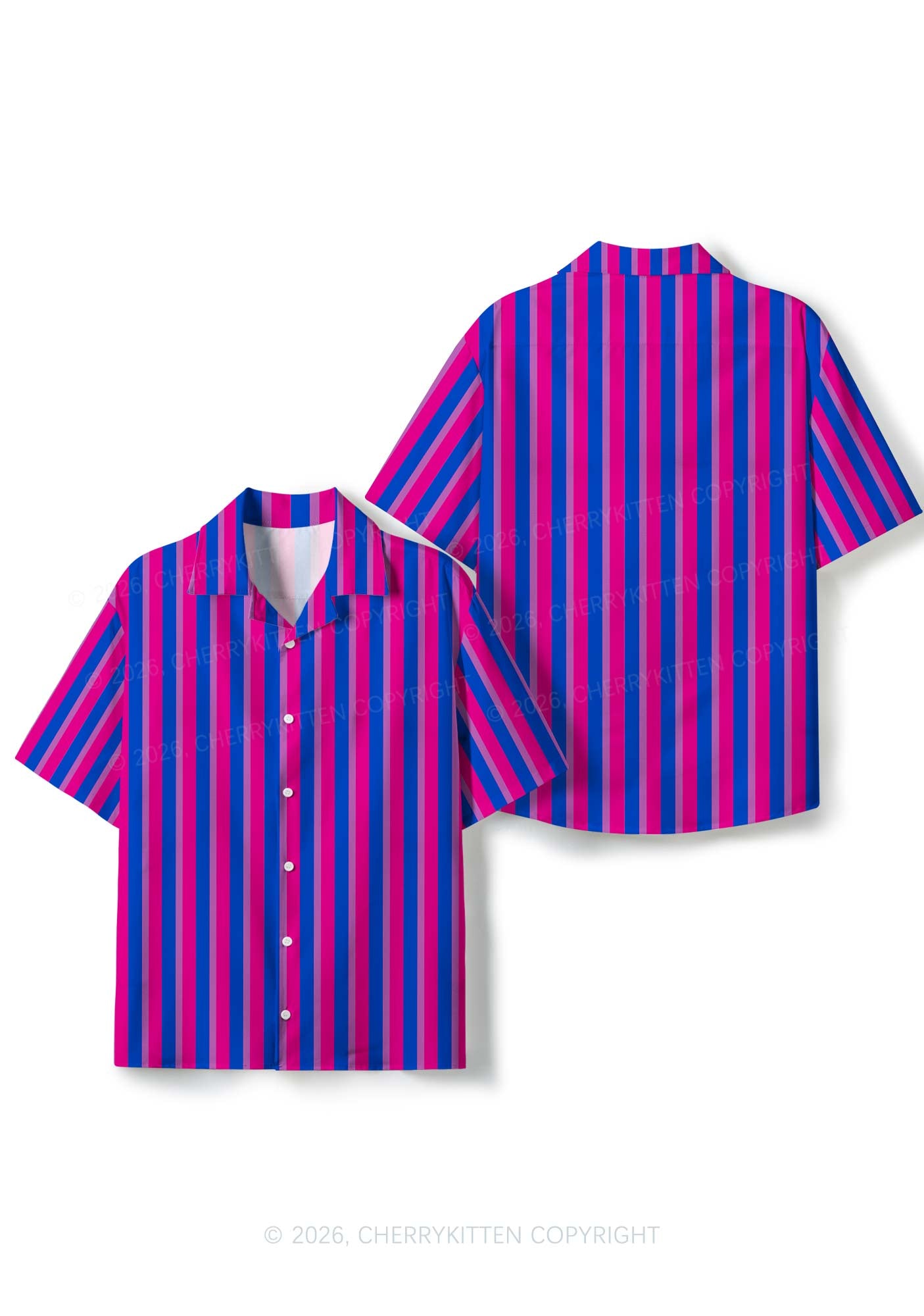 Bisexual Flag Pride Y2K Print Hawaiian Shirt Cherrykitten