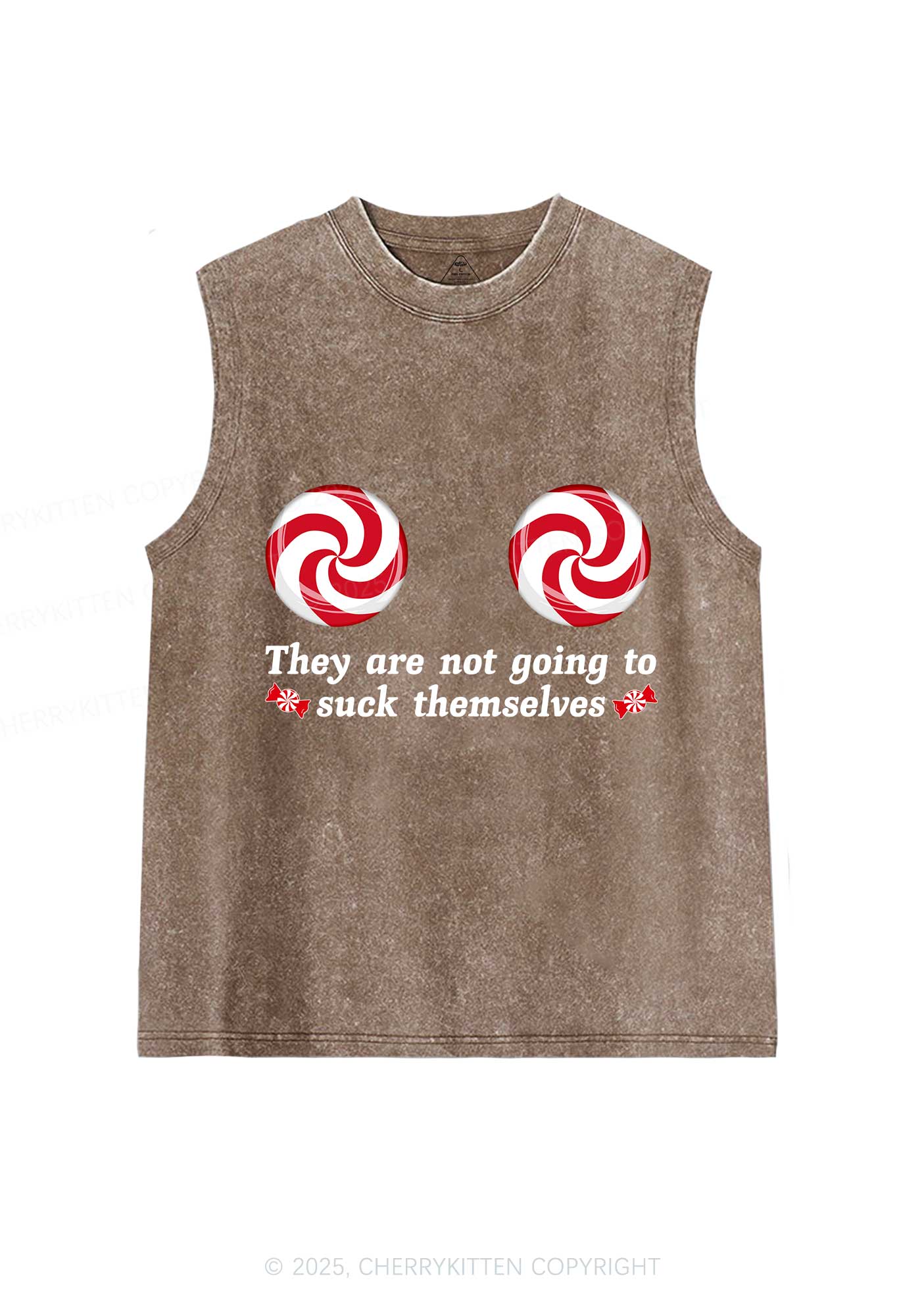 Christmas Suxk Themselves Y2K Washed Muscle Tank Cherrykitten