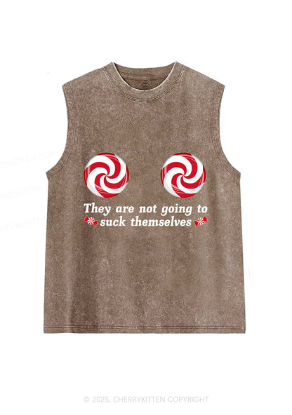 Christmas Suxk Themselves Y2K Washed Muscle Tank Cherrykitten
