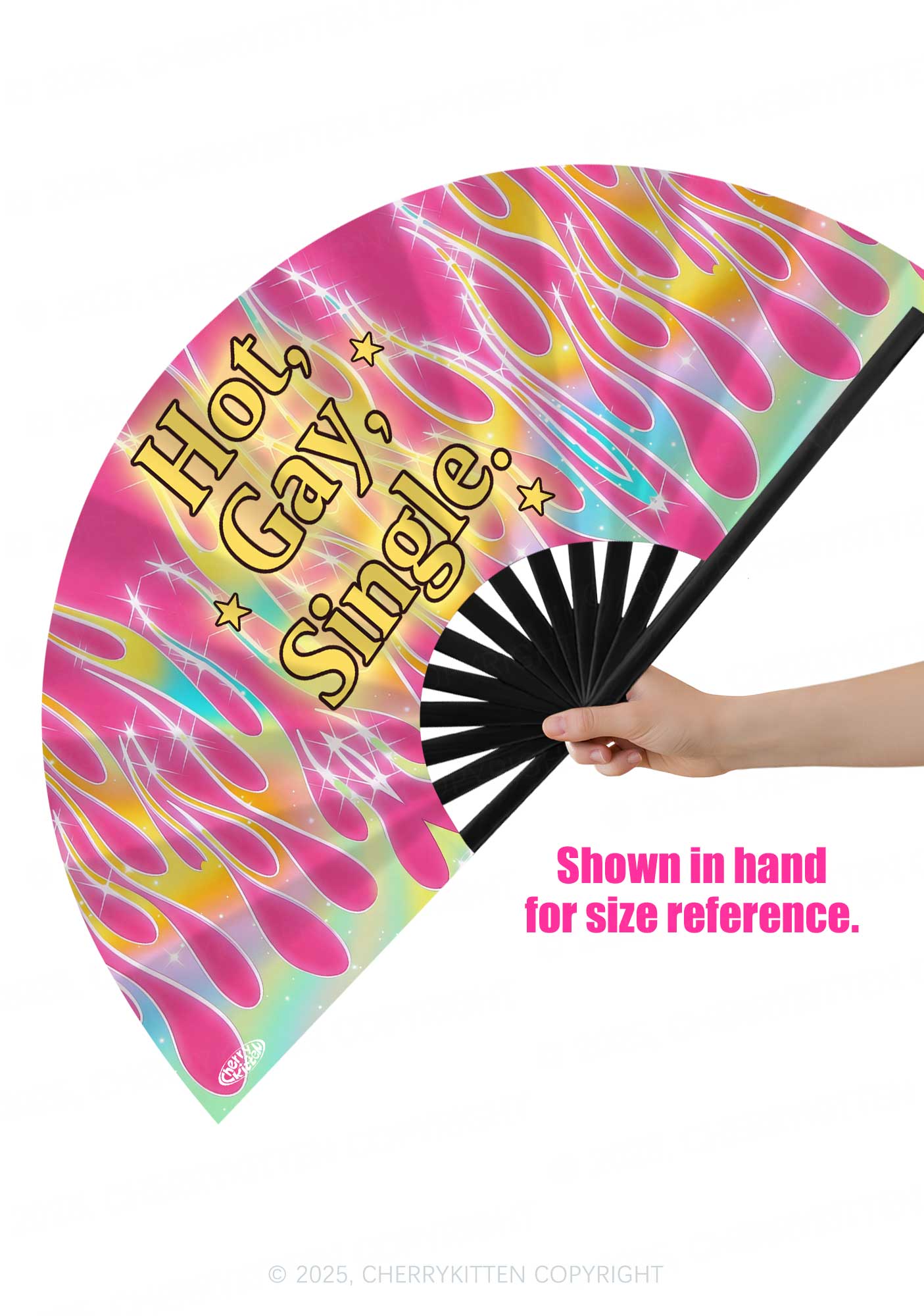Hot Gay Single Pride Y2K Rave Hand Fan Cherrykitten