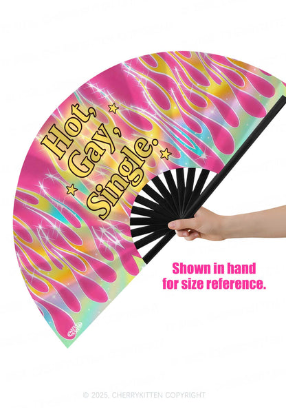 Hot Gay Single Pride Y2K Rave Hand Fan Cherrykitten
