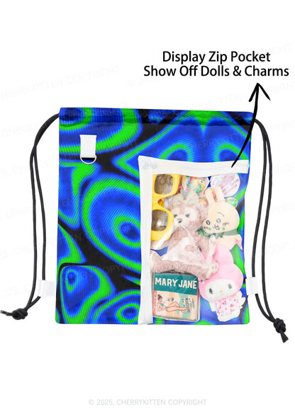 Psychedelic Aperture Y2K Drawstring Itabag Backpack Cherrykitten
