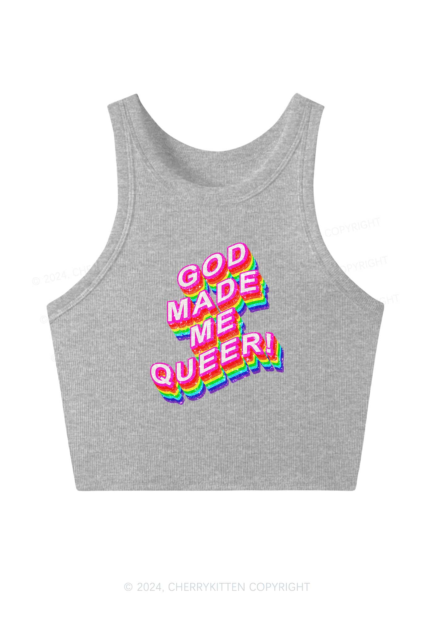 God Made Me Queer Y2K Crop Tank Top Cherrykitten