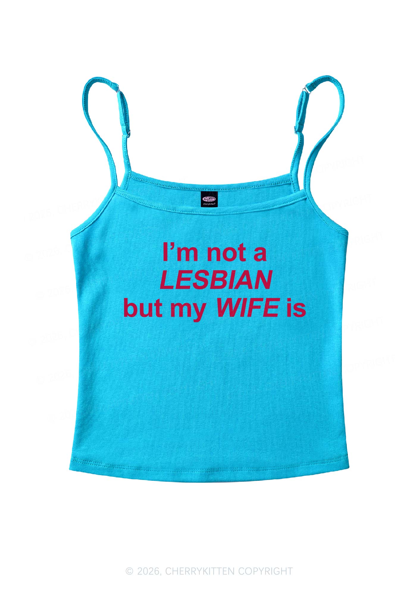 Im Not A Lesbian Pride Y2K Spaghetti Strap Cami Cherrykitten