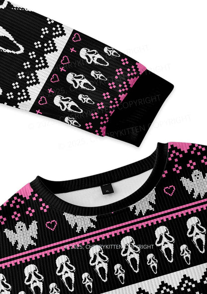 Halloween No You Hang Up Y2K Christmas Knit Sweatshirt Cherrykitten