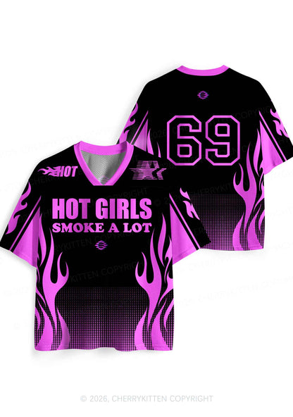 Hot Girls Smoke A Lot Y2K Sport Jersey Shirts Cherrykitten