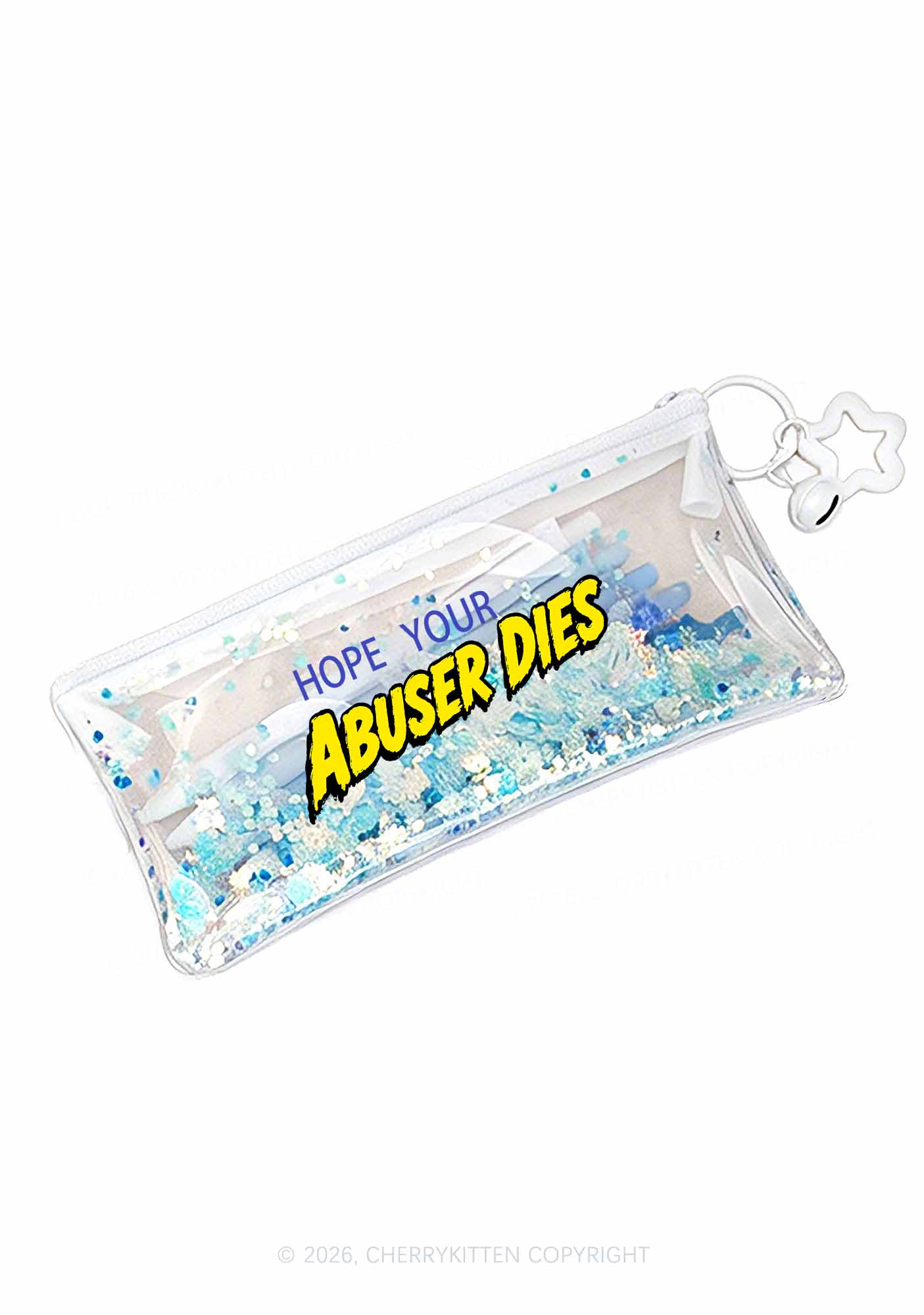 Hope Your Abuser Dies Y2K Quicksand Transparent Pencil Pouch Cherrykitten