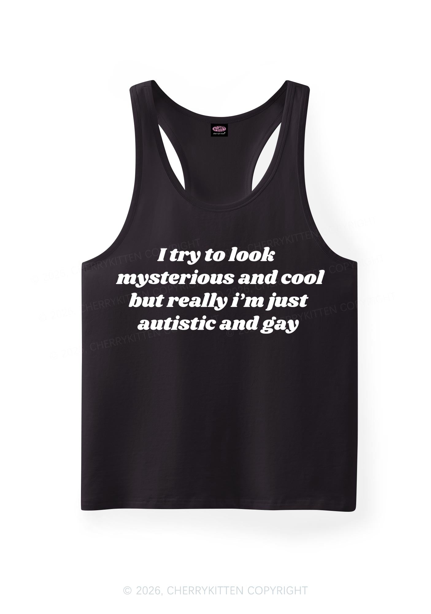 Im Just Autistic And Gay Pride Y2K Men Racerback Tank Top Cherrykitten