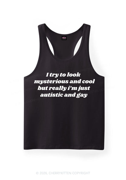 Im Just Autistic And Gay Pride Y2K Men Racerback Tank Top Cherrykitten