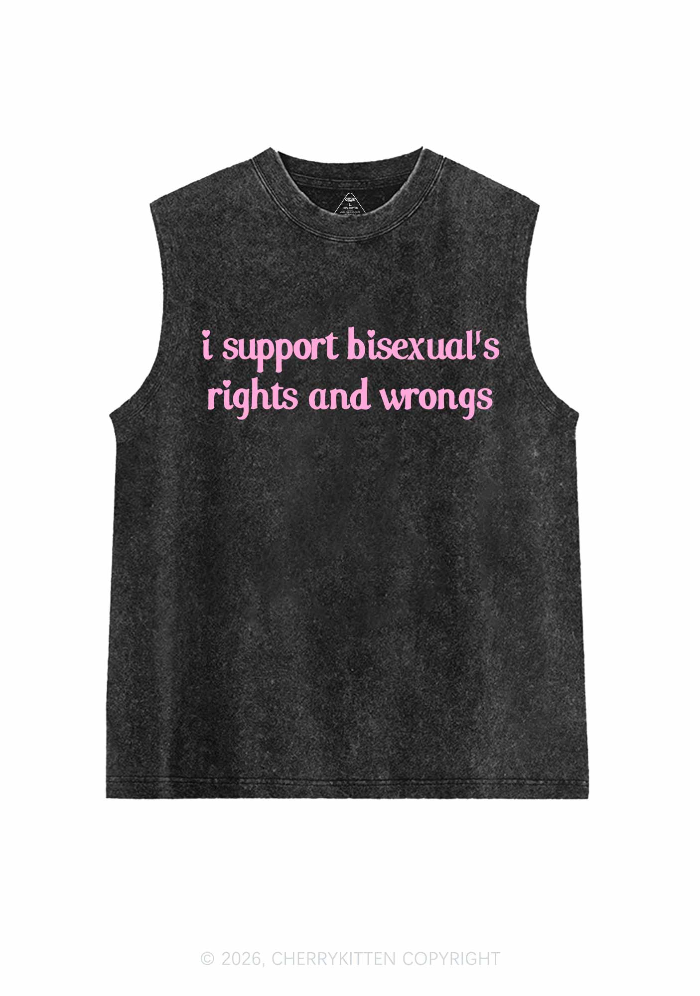 I Support Bisexuals Pride Y2K Washed Muscle Tank Cherrykitten
