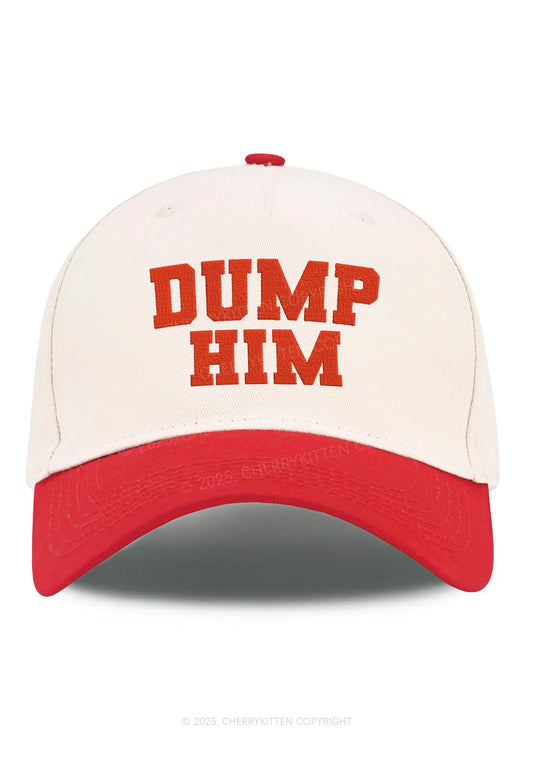 Embroidered Dump Him Y2K Color Block Baseball Cap Cherrykitten